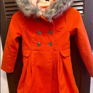 Orange Pea coat- Kids S(6-6x)
